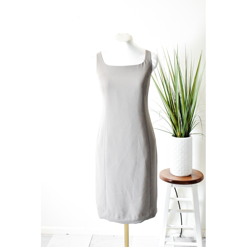 Casual Corner Sheath Dress Women 4 Light Sage Vintage 90s Square Neck Sleeveless